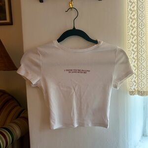 GARAGE White Cropped T-Shirt with Text